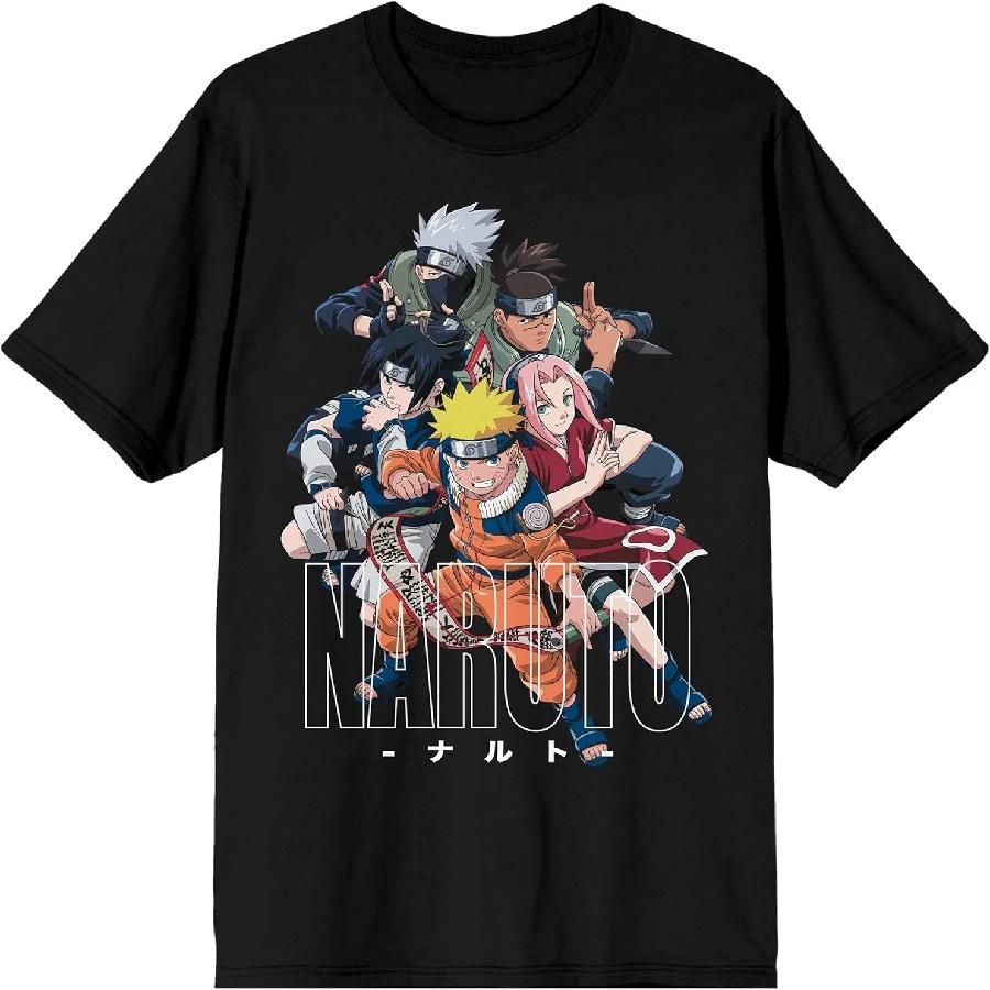 

Bioworld Naruto Classic Character Group with Kanji Crew Neck Short Sleeve Men s Black T-Shirt XXXXXL чорний