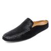 Genuine Leather Men Slippers Slip On Half Shoes Summer Casual Shoes Breathable Sandals Lightweight Muller Shoes Comfy Lazy Shoes