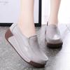 Genuine Leather Casual Shoes Women Fashion Platform Shoes Slip-on Loafers Walking Wedge Heels Rocker Shoes