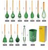 Gugrida 12-Piece Easy Food-Grade Silicone and Beechwood Cookware Set with 10 Stainless Steel Hooks (Dark Green)
