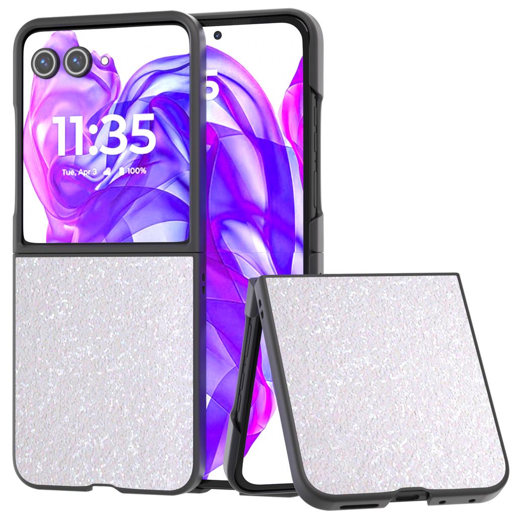 For Motorola Razr 50 Ultra 5G Case Glitter PU Covered PC Phone Shell