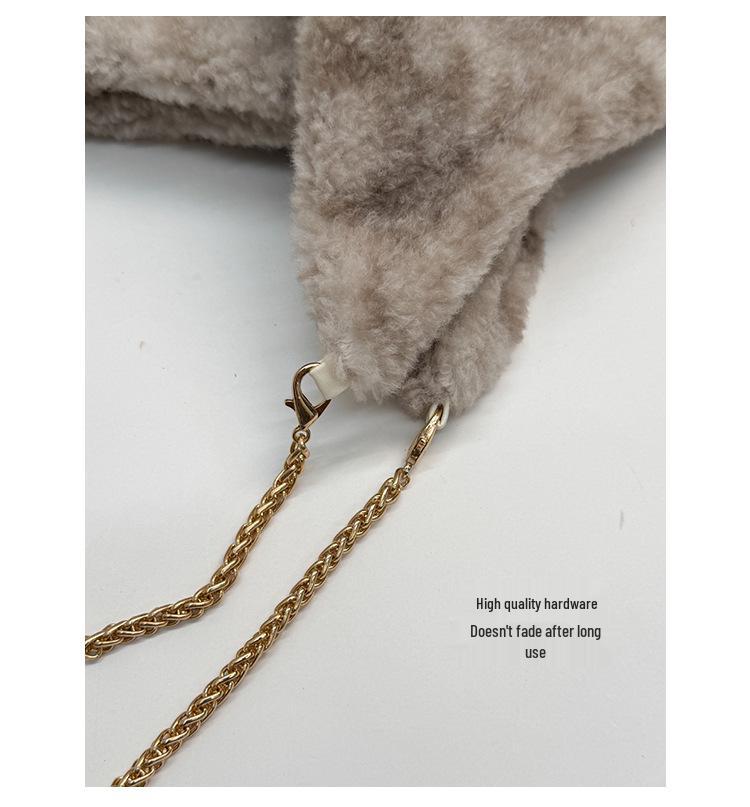Plüsch-Ketten-Schultertasche im koreanischen Stil, mehrfarbig, großes Fassungsvermögen, Damen-Mode Nischendesign Handtasche.