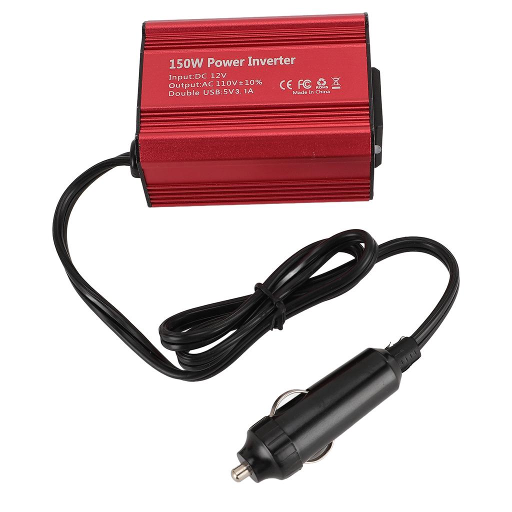150W Power Inverter DC 12V To 110V AC Fast Charging Car Inverter with 2.1A 1A Dual USB Car Adapter