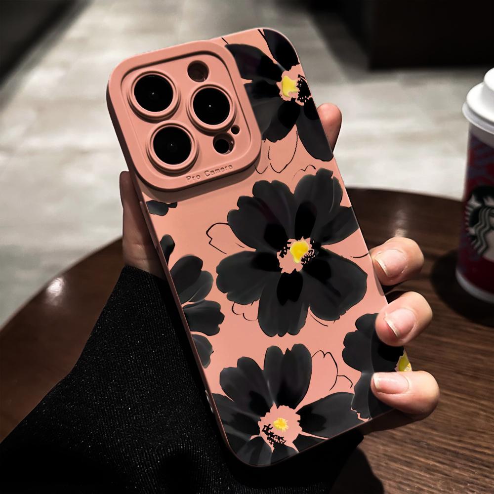 Flower Pattern Phone Case For iPhone 13 12 11 17 16 15 14 Pro Max For iPhone 14 16 15 7 8 Plus XS XR X Shockproof Silicone Cover