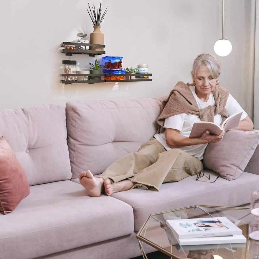 Spice Rack Organizer Wall Mount 10" Hanging Black Spice Organizer Shelf Farmhouse Seasoning Organizer Space Shelves Holder for