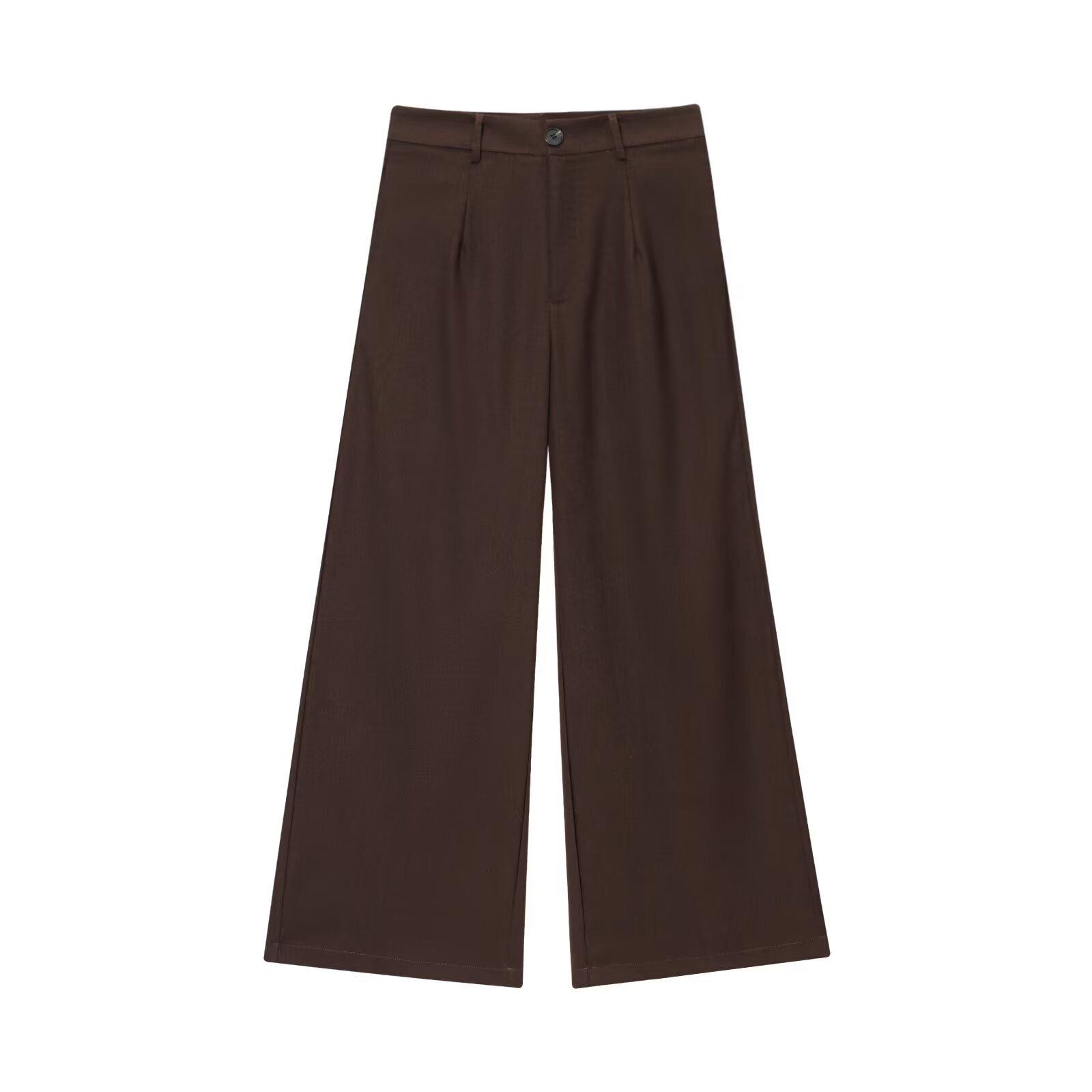 

Summer 2025 Women s Double-Breasted Top & Wide-Leg Trousers Set with Gold Buckle Accents Large