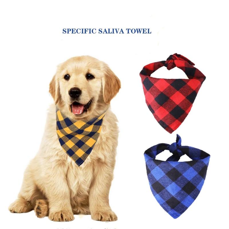 Dog Bandanas Large Pet Scarf Bandana For Dog Cotton Plaid Washable Bow Tie Collar Cat Puppy Triangular Scarf Bib Dog Accessories
