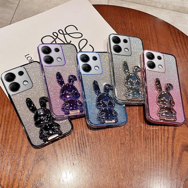 For Xiaomi Redmi Note 13 Pro 4G/Poco M6 Pro 4G Case PC+TPU Phone Cover Glitter Cartoon Rabbit