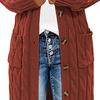 Solid Color Long Sleeve Women Cardigan Button Down Pockets Open Front Twist Sweater Coat Outerwear