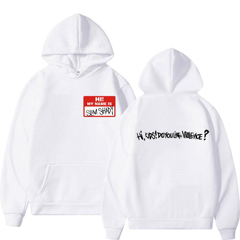 Hi My Name Is Eminem Slim Shady Fashion Hoodies Vintage Hooded Sweatshirt Men Women Oversized Fleece Pullover Streetwear