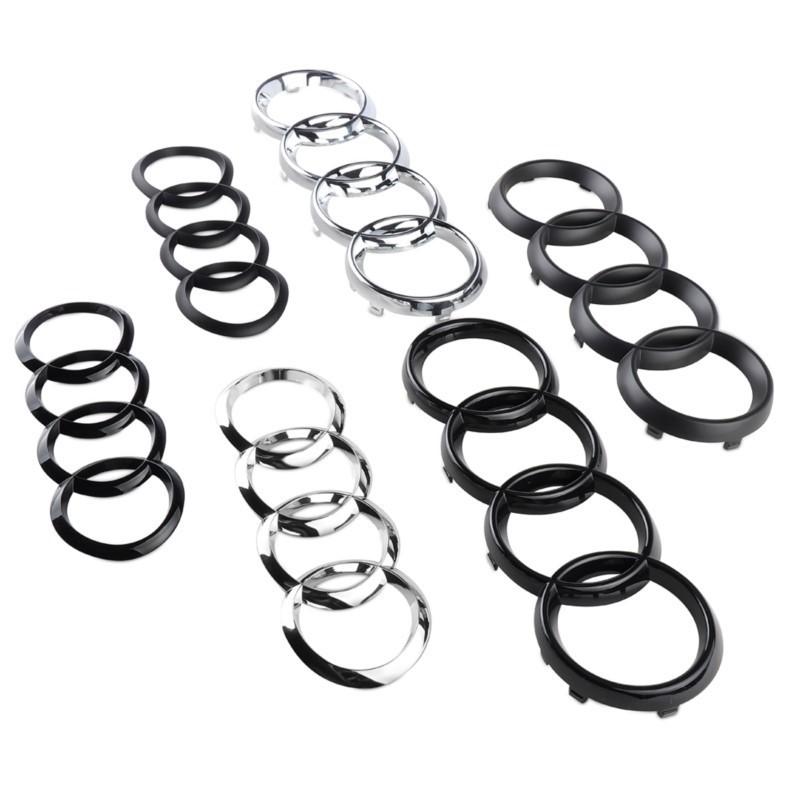 ABS 4 Ring Logo Chrome Black Car Front Hood Emblem Bonnet Badge Rear Trunk Badge Logo For New A3 A4 A5 A4L Q5 TT S4 Q3 Q4 S6 S7