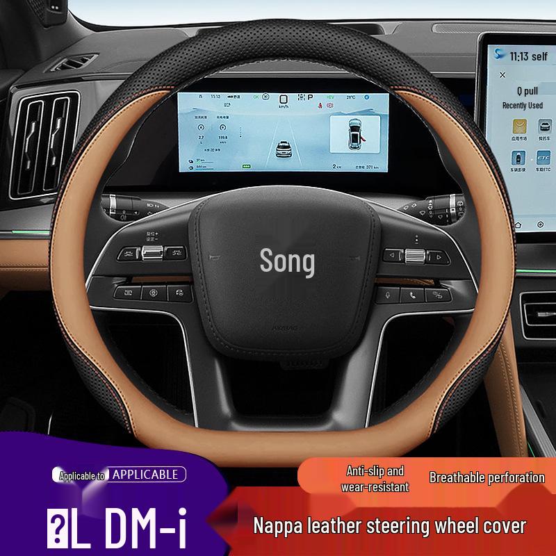 BYD Song L DM-i Nappaleder Lenkradabdeckung - Ultradünn, Rutschfest, Schweißbeständig, Ganzjahres
