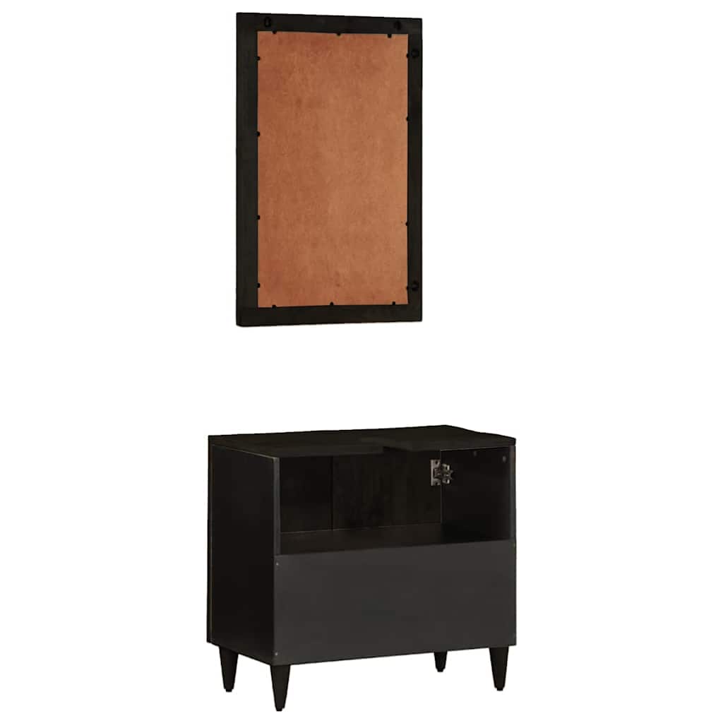 2 Piece Bathroom Furniture Set Solid Mango Wood