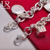 925 Sterling Silver Heart-shaped/round/square Lock Bracelet Fashionable Wedding Jewelry