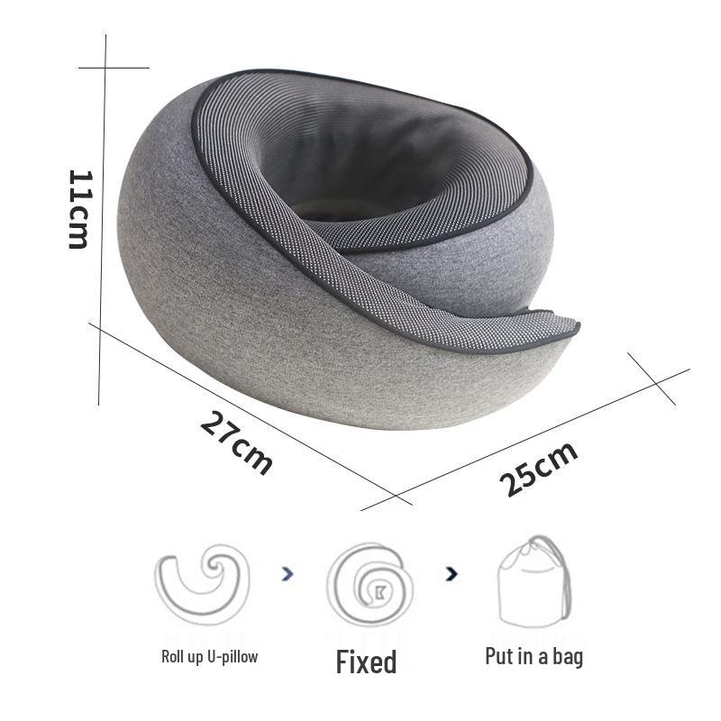U-Shaped Memory Foam Travel Neck Pillow - No Head Tilt Support for Airplane and Office Use