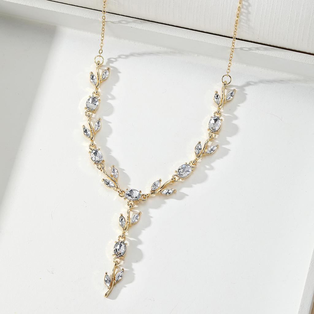 Resoul Gold Plated Crystal Pendant Tulip Necklace Flower Y Bohemian Wedding Necklace Fashion Jewelry