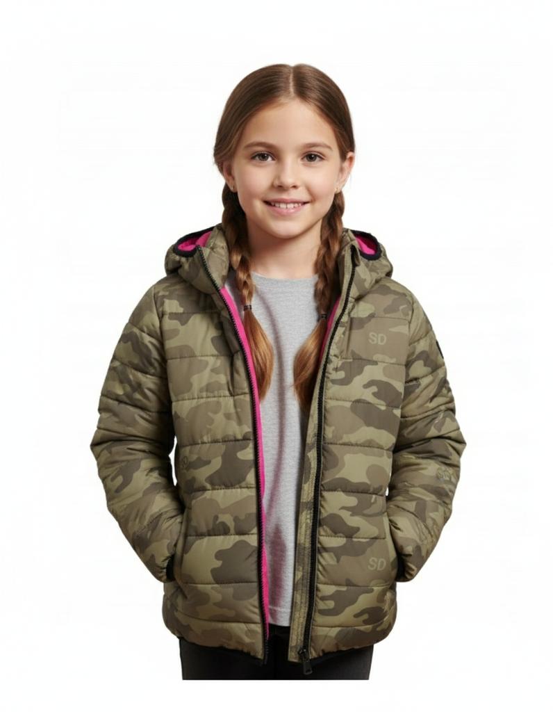 Superdry Kurtka Zimowa Dziewczęca Dwustronna Różowa Moro Pikowana 116 0_9