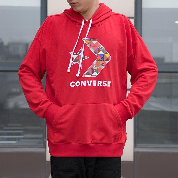 Converse Sweatshirts Men's Red Hooded Moderate Regular 10017833-A03