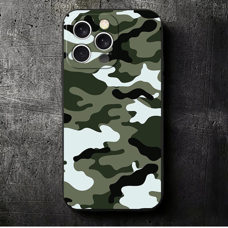

Camouflage Military Pattern Soft Phone Case for iPhone 16 16E 17 Air 15 Pro Max 14 Plus 13 Mini 11 12 7 Black Cover Back Shell iPhone 17 Pro Max