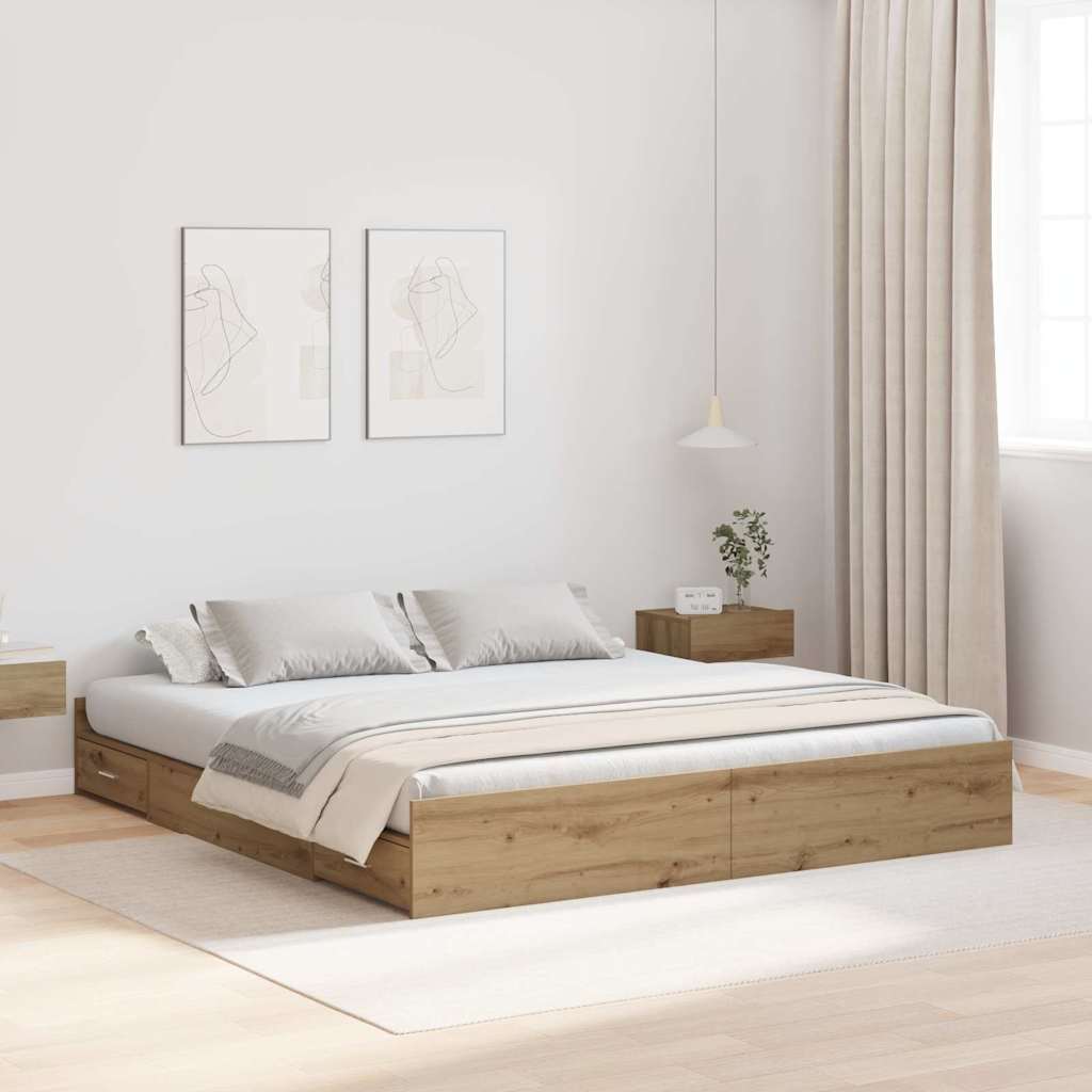 Storage Bed Frame Artisan Oak 180 x 200 cm