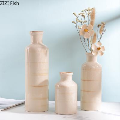 Vase Cylindrique Céramique Minimaliste Lot de 3 Pièces Pots de Fleurs Décoration de Bureau Arrangement Floral Vases Floraux Décor Esthétique de Pièce