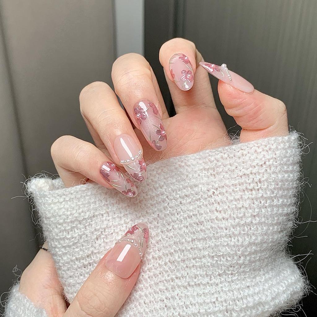 Handmade Wearable Nail Art: Medium-Long Oval High-End Whitening False Nails