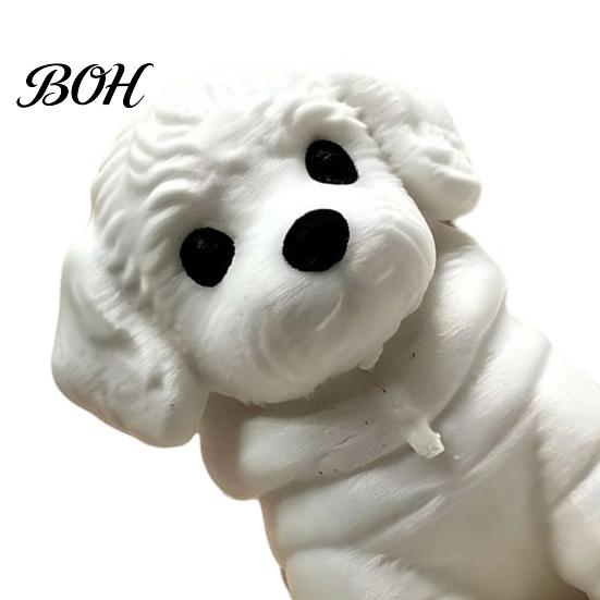 Sitting Dog Ornament 3D Printed Figurine, Mini White Statue for Desk Desktop Puppy Decor, Modern Animal Shape Home Office Bookshelf Minimalist