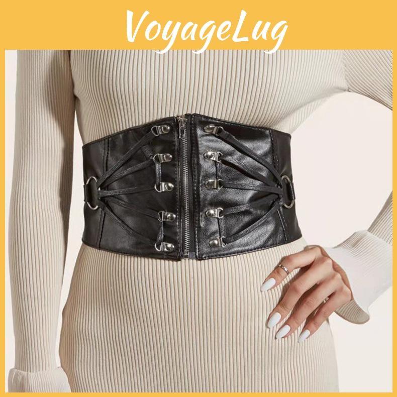 Color Fashion Solid Strap Decoration Women Casual Elastic Wide Waistband