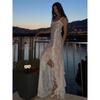 European and American Sexy Slim Fit Backless Lace See-through Sling Dress Long Dress Sexy Lace Maxi Dress