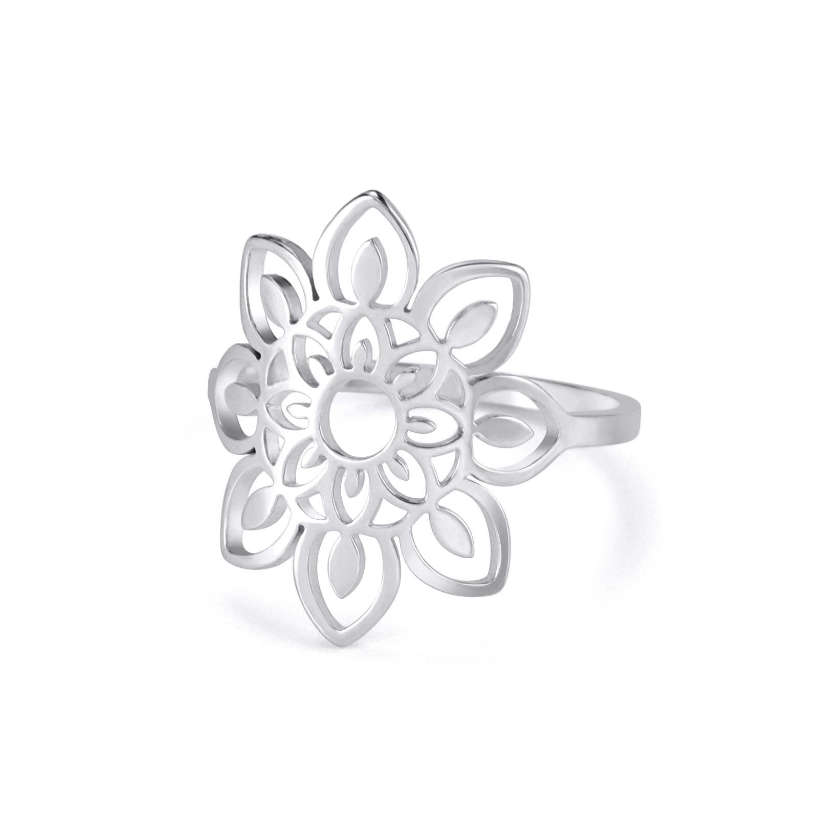 

Wind Filament Lotus Wreath Women Titanium Steel Bohemian Ring Wedding Gift no. 6