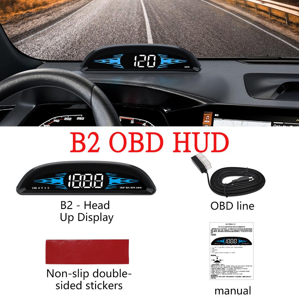 G2 B2 Head Up Display GPS / OBD Multifunctional Smart Car HUD Digital Speedometer Water Temp RPM Fuel Consumption Security Alarm