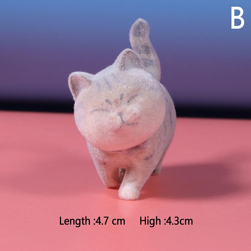 Kawaii Mini Tierpuppe Beflockung Dreidimensionale Katze Puppe Niedliche Simulation Katze Geschenk Mikrolandschaft Dekoration Desktop Ornamente