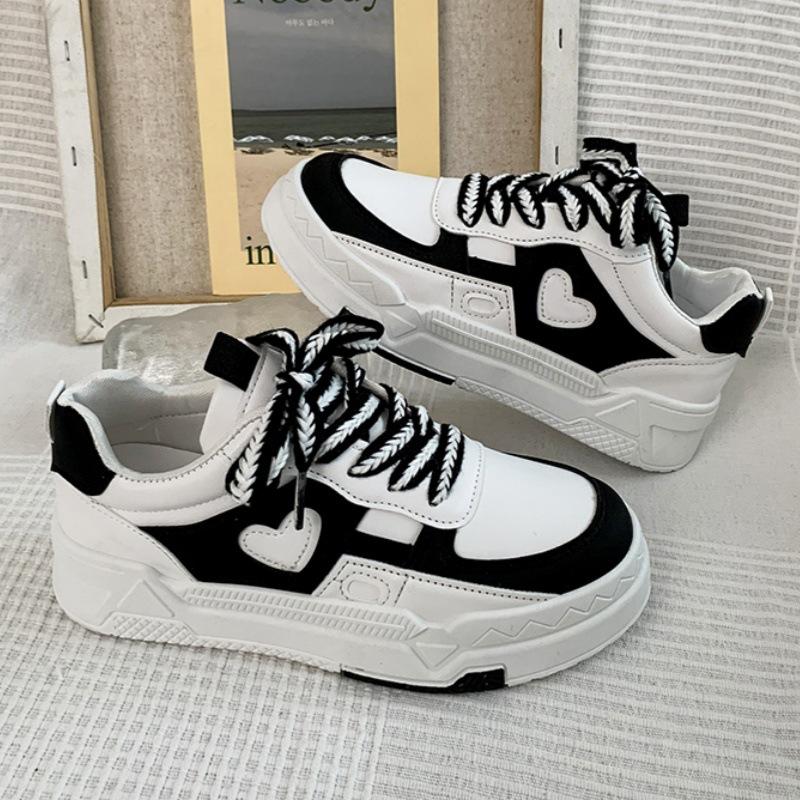 

New Plus Size Thick Bottom White Shoes for Women Spring and Autumn Versatile Round Head Women s Shoes Lace Up Casual Shoes 41