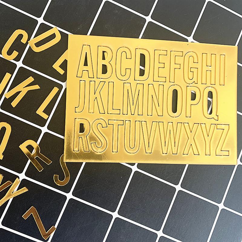 Golden 26 Letter DIY Birthday Stickers  Acrylic Cake Decoration English Alphabet Wedding Party Cake Decor Supplies