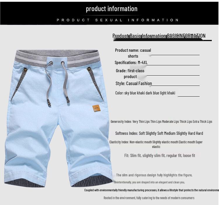 Men's Summer Slim Fit Linen Shorts: Korean Style, Casual, Mid-Length, Cotton Blend