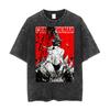 Kettensägenmann Denji Kettensägenform Bedrucktes T-Shirt für Herren und Damen Gewaschenes T-Shirt Hohe Qualität Vintage T-Shirt Harajuku Oberteile