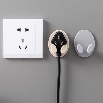 1 Pair Plug Holders Plug Hooks Wall Mounted Plug Organizer Adhesive Plug Cord Holders Punch-Free Adhesive Multipurpose for Kitchen Bedroom Bathroom