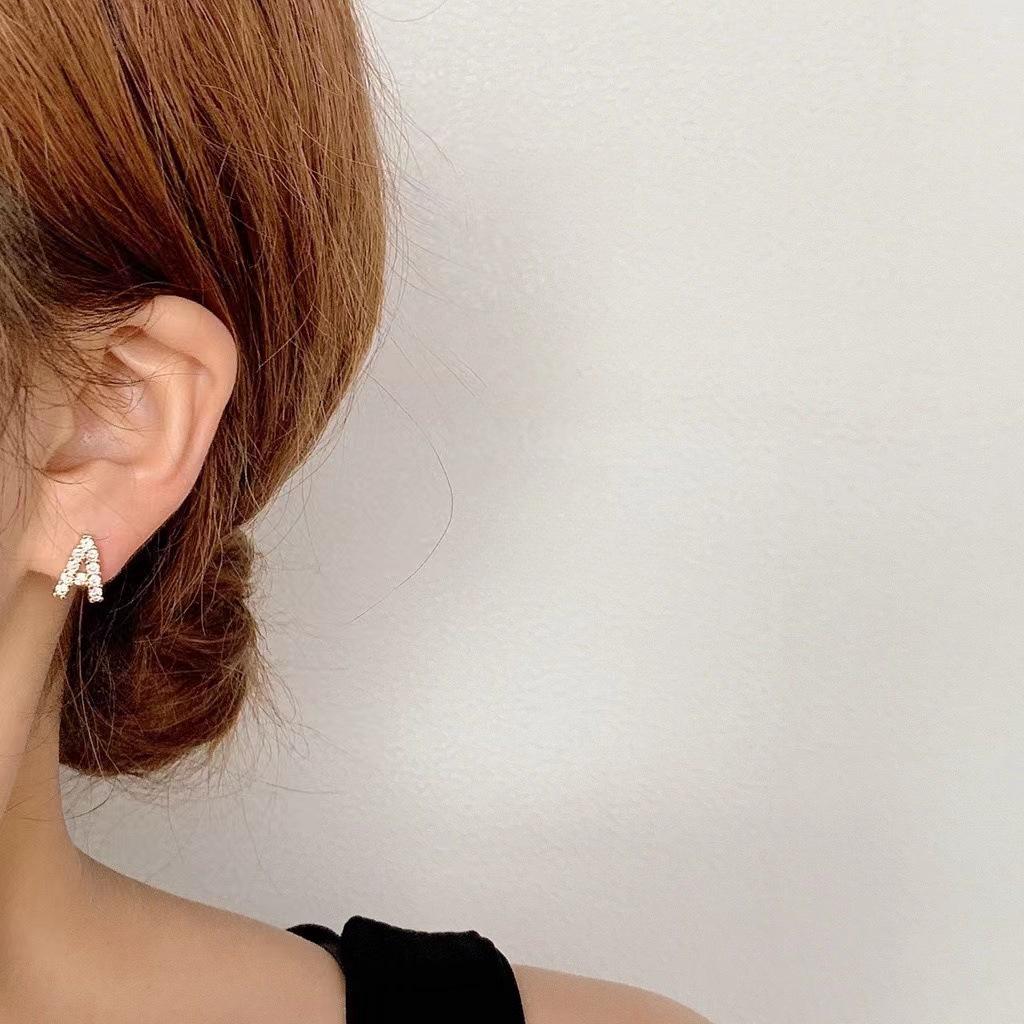 Korean Micro-Diamond Trendy Letter Stud Earrings: Elegant, High-End Accessories for Women's Unique Style.
