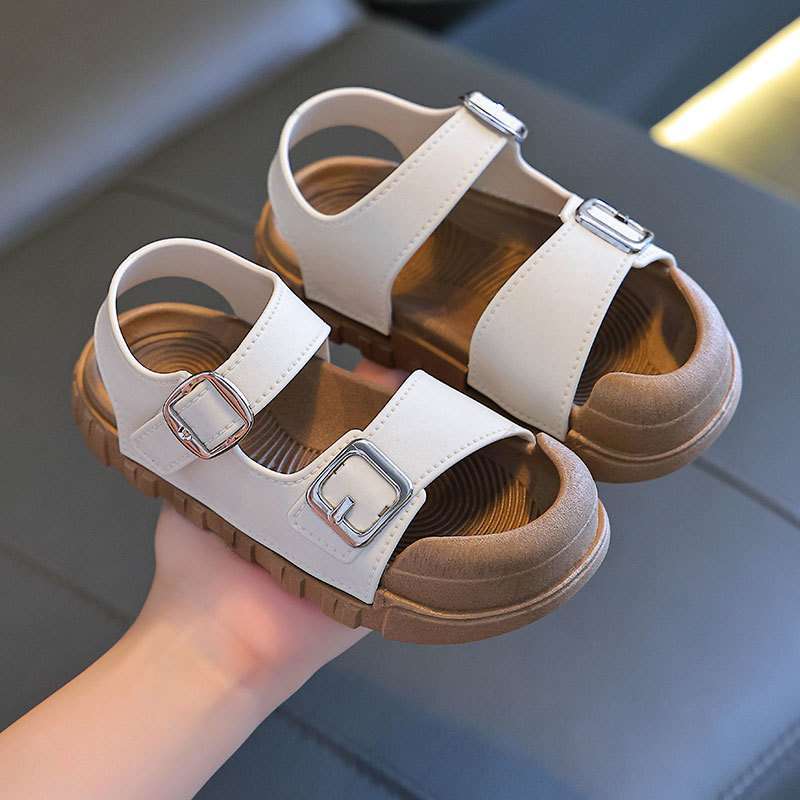 Girls Sandals 2025 New Summer Non-slip Soft Sole Girls Medium and Older Children Velcro Children's Shoes Baby Beach Sandals