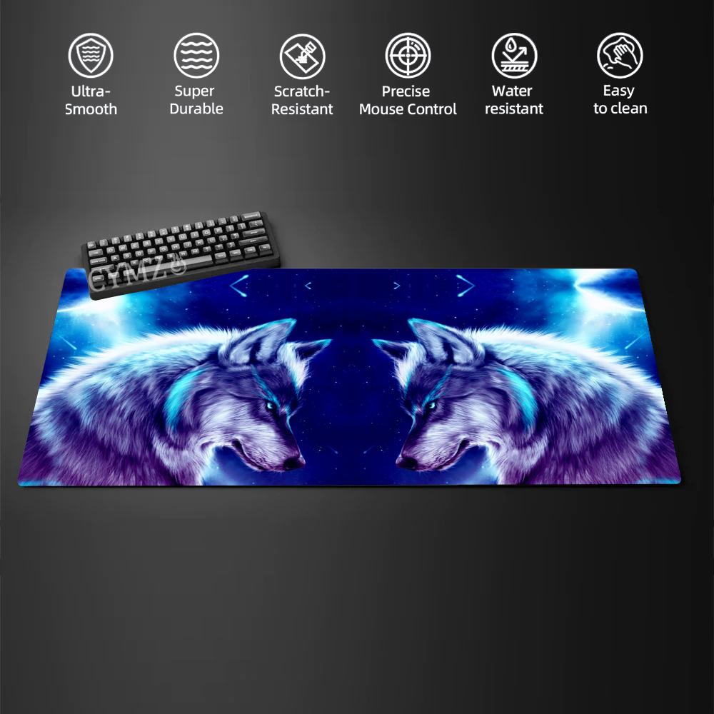 Fire Wolf and Ice Wolf Mouse Pad Desk Mat Gaming pad NonSlip Durable Starry Wolf Mouse carpet Suitable for Office and Gaming