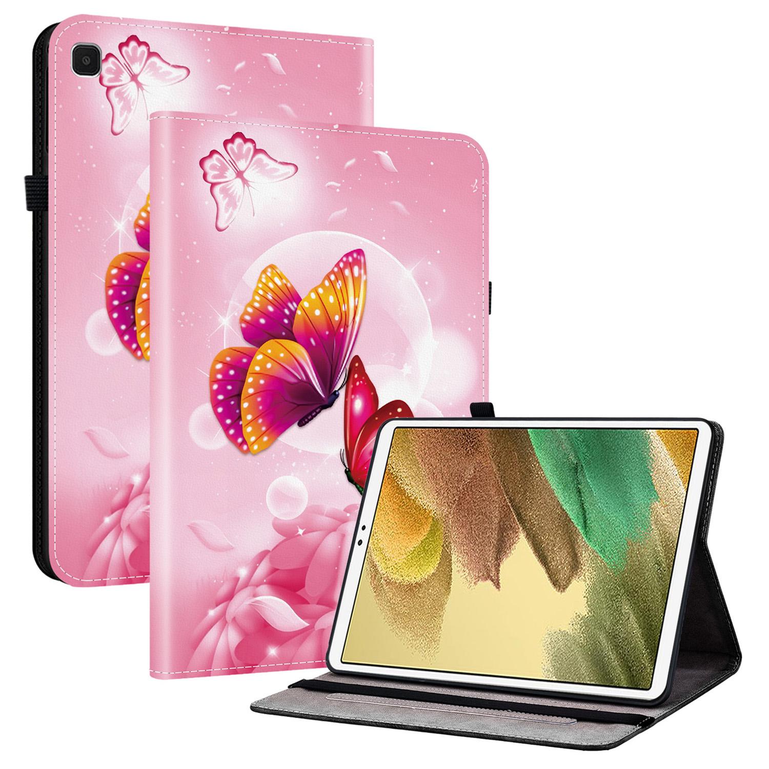 

For Samsung Galaxy Tab A7 Lite 8.7-inch T220/T225 Leather Case Pattern Printed Stand Tablet Cover with Card Slots Pink Butterfly