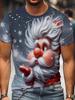 3D-Druck Herren Weihnachts-Nikolaus Schneeflocken-Print T-Shirt Lässiger Rundhals-Pullover Kurzarm Weihnachten T-Shirts Kleidung