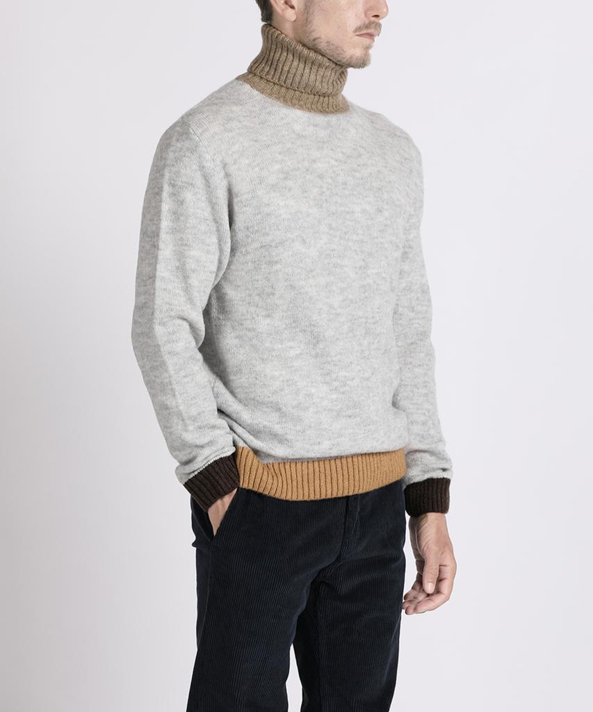 PANICALE Gray Contrast Turtleneck Knit
