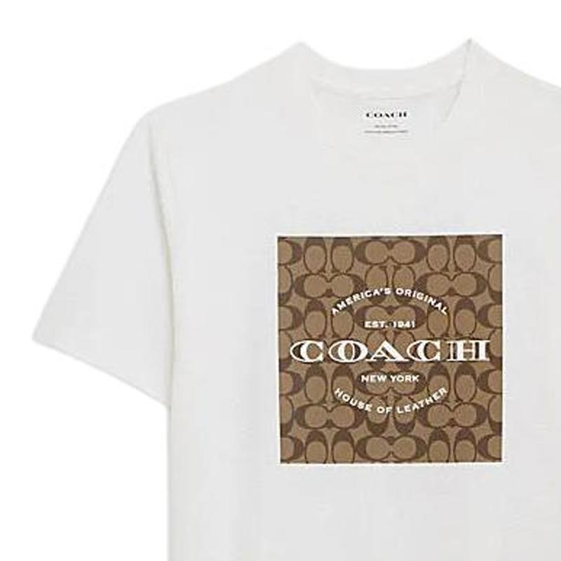 COACH T-Shirts Men's White Crew Neck Moderate CO790-WHT
