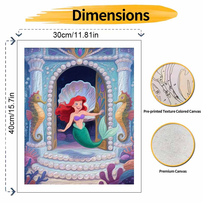 Disney Little Mermaid Digital Oil Painting Art Kit Handmade Coloring Painting Home Decor
