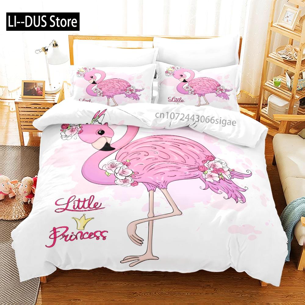 Rosa Flamingo Bettwäsche Set Einzelbett Twin Full Queen King Size Flamingo Bett Set Aldult Kinder Schlafzimmer Bettbezug Sets 3D Druck 012