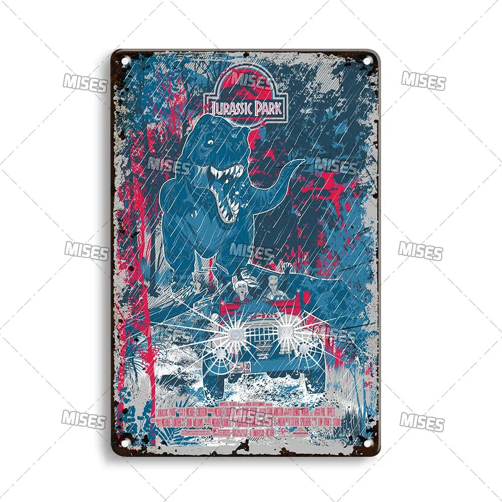 MISES Film Classico Jurassic Park Targa Metallica Pub Targa Metallica Giardino Vecchia Targa Murale Segno Metallico Arrugginito Decorazione Murale Poster Metallico