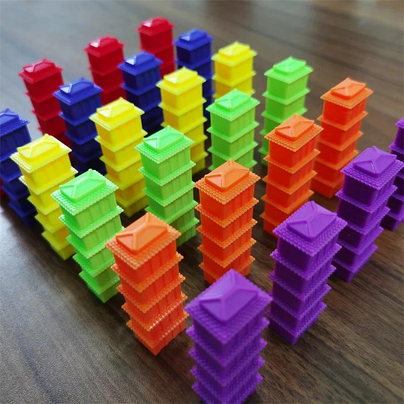 60Pcs/Set Sales Of Monopoly Game Chess House, Hotel, Three-Dimensional Small House Accessories