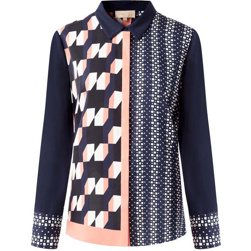 PORTS Women s Autumn Color-Block Print Long-Sleeve Shirt S / 4