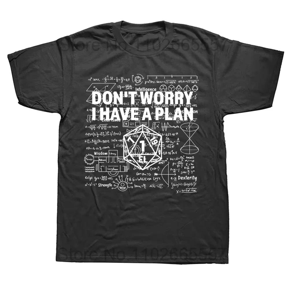 2025 Novelty Dungeon Dragon T Shirts Graphic Streetwear Short Sleeve I Have A Plan D20 Dice Role Playing Game DnD T-shirt Men